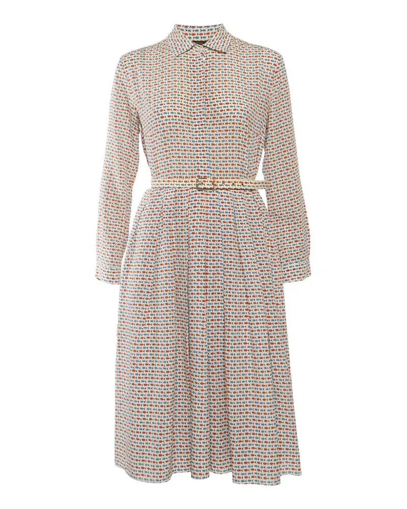 Max Mara fish-print belted midi dress - Nude Nude