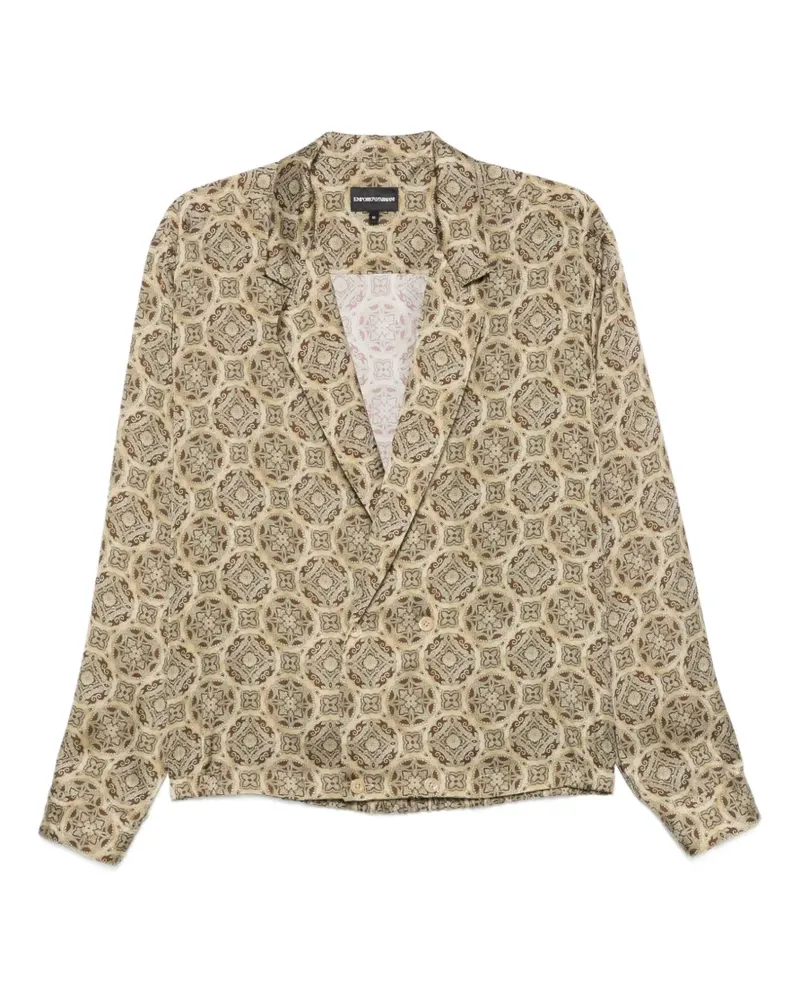 Emporio Armani geometric-print double-breasted shirt - Nude Nude