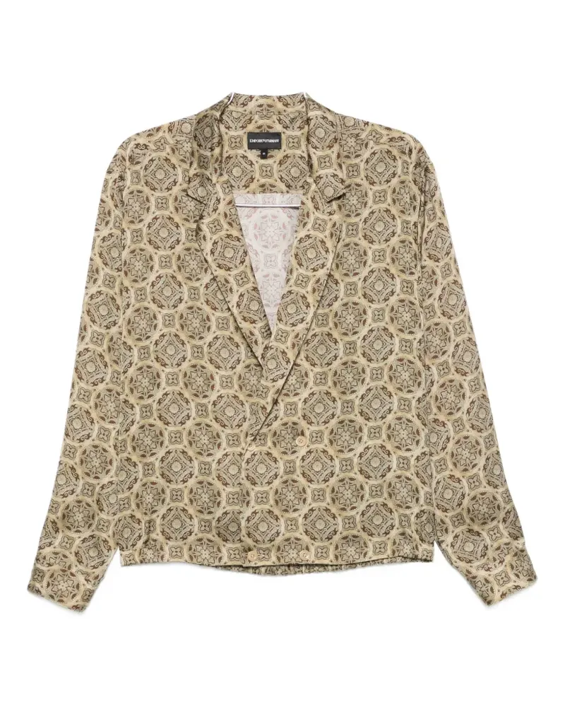 Emporio Armani geometric-print double-breasted shirt - Nude Nude