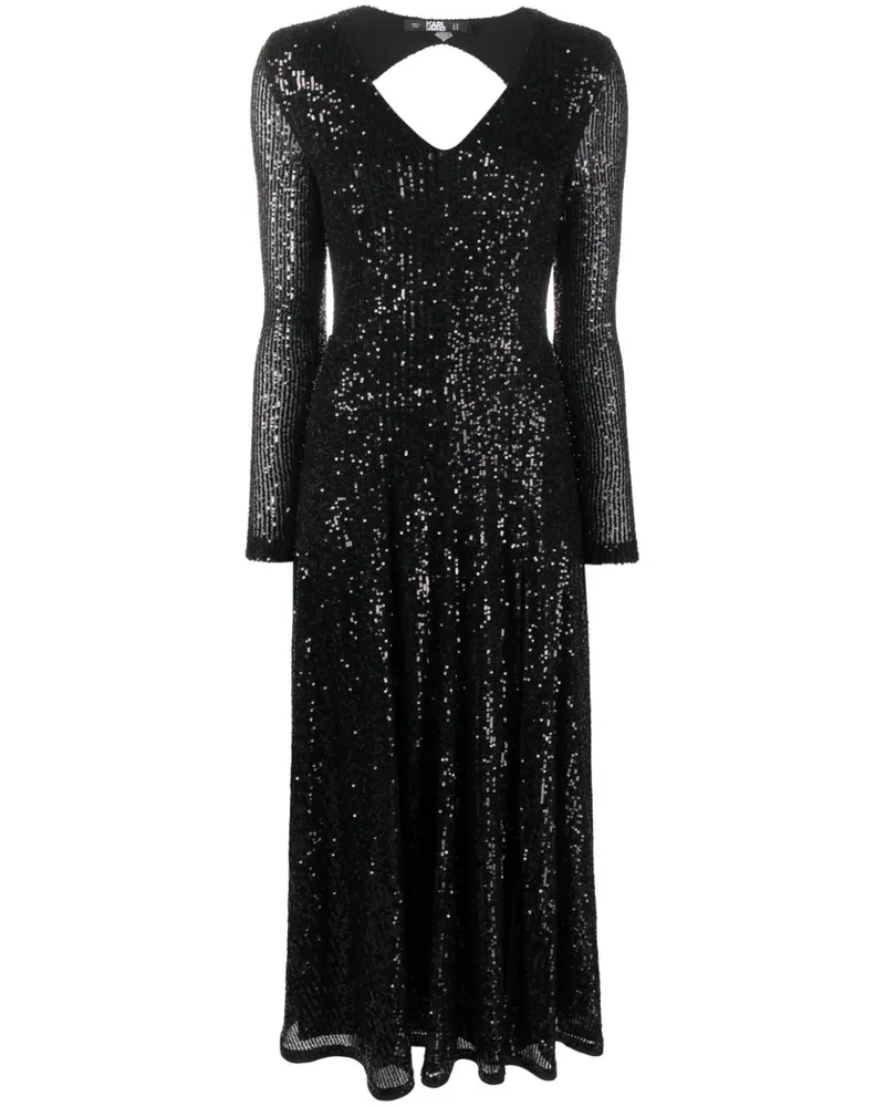 Karl Lagerfeld Maxikleid mit Pailletten - Schwarz Schwarz