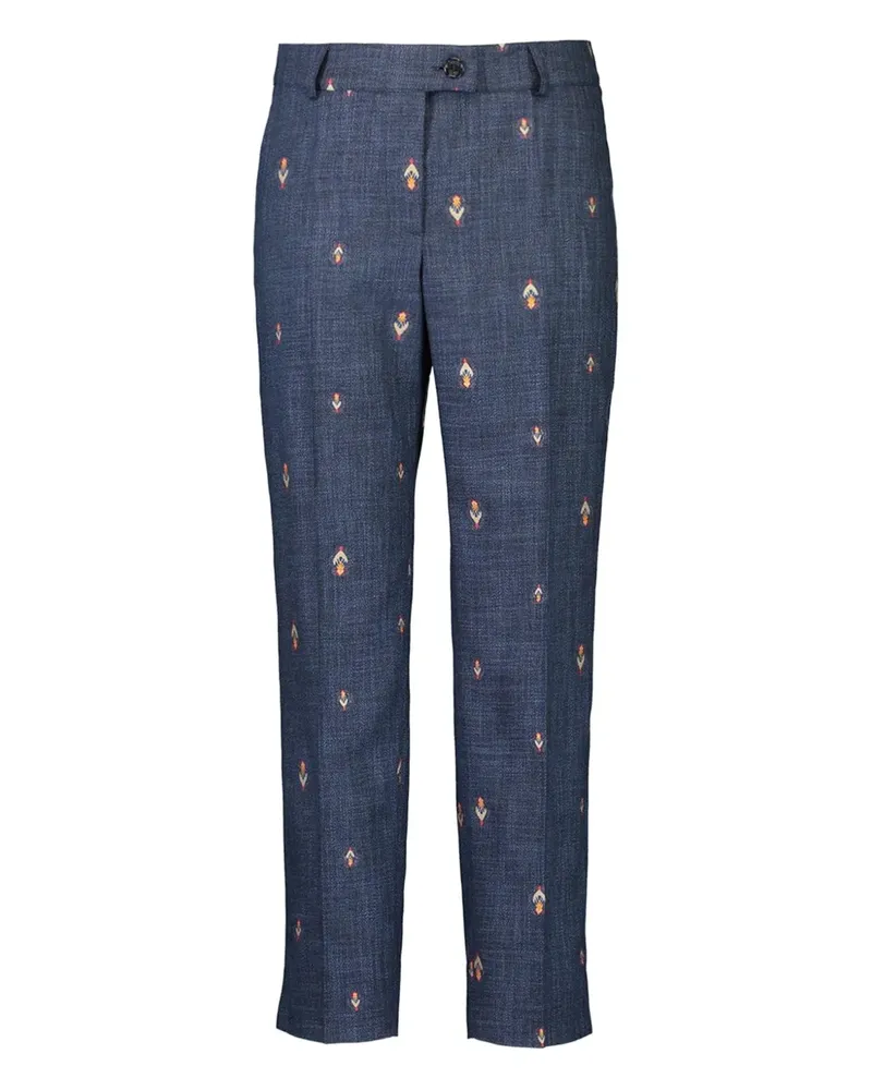 Maison Common tulip-embroidered trousers - Blau Blau