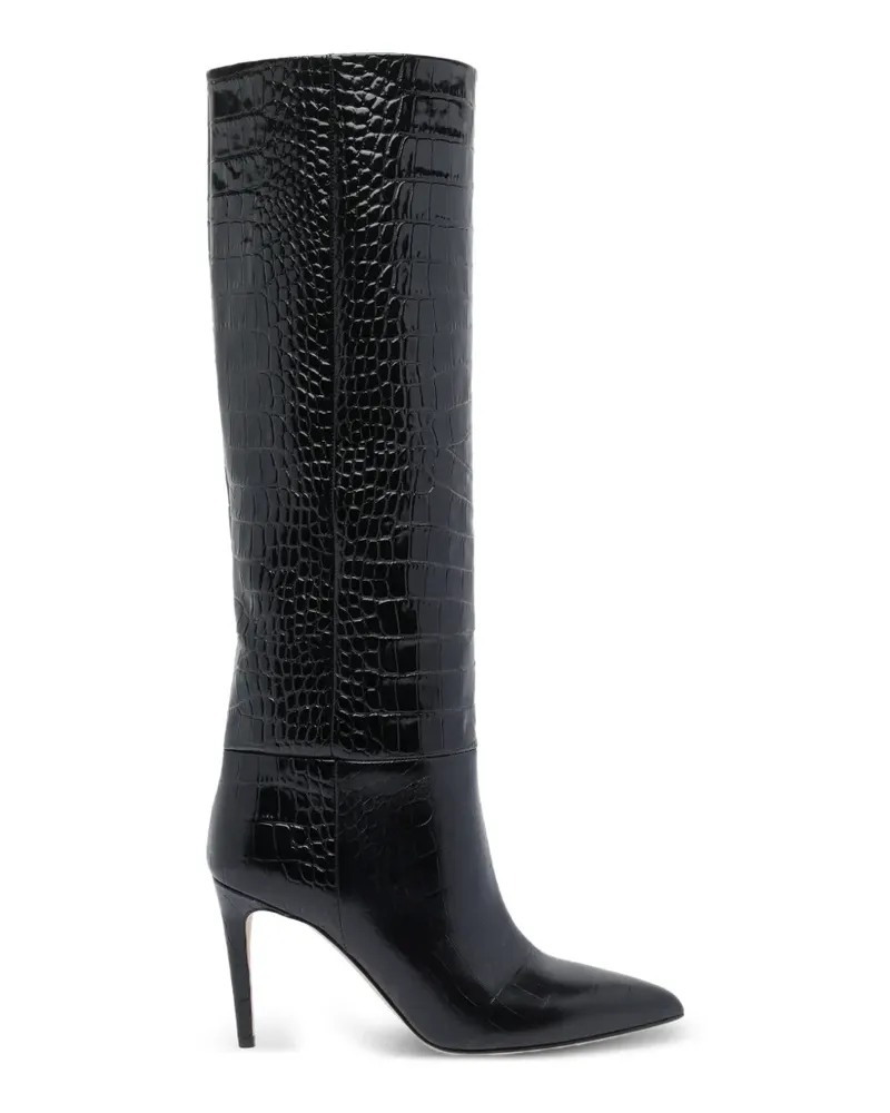Paris Texas croc-effect patent leather boots - Schwarz Schwarz