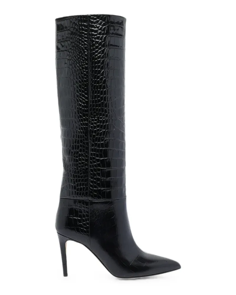 Paris Texas croc-effect patent leather boots - Schwarz Schwarz