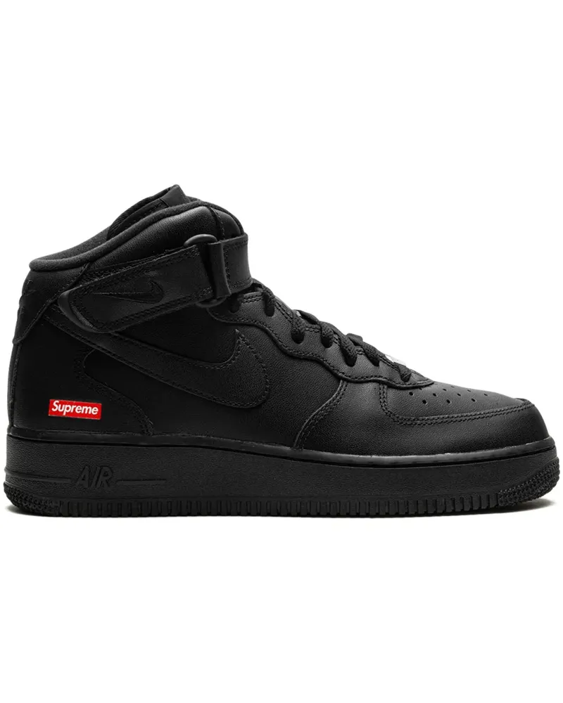 Nike x Supreme Air Force 1 Mid "Mini Box Logo - Black" Sneakers - Schwarz Schwarz
