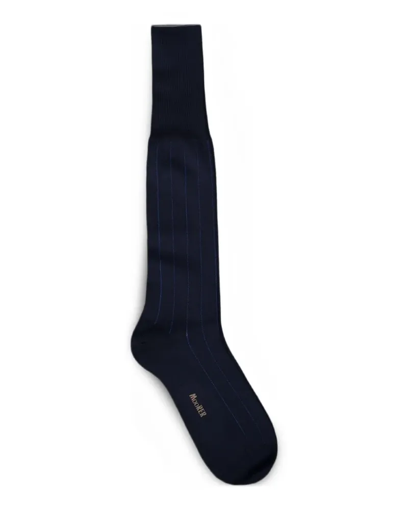 MOORER Gerippte Socken - Blau Blau