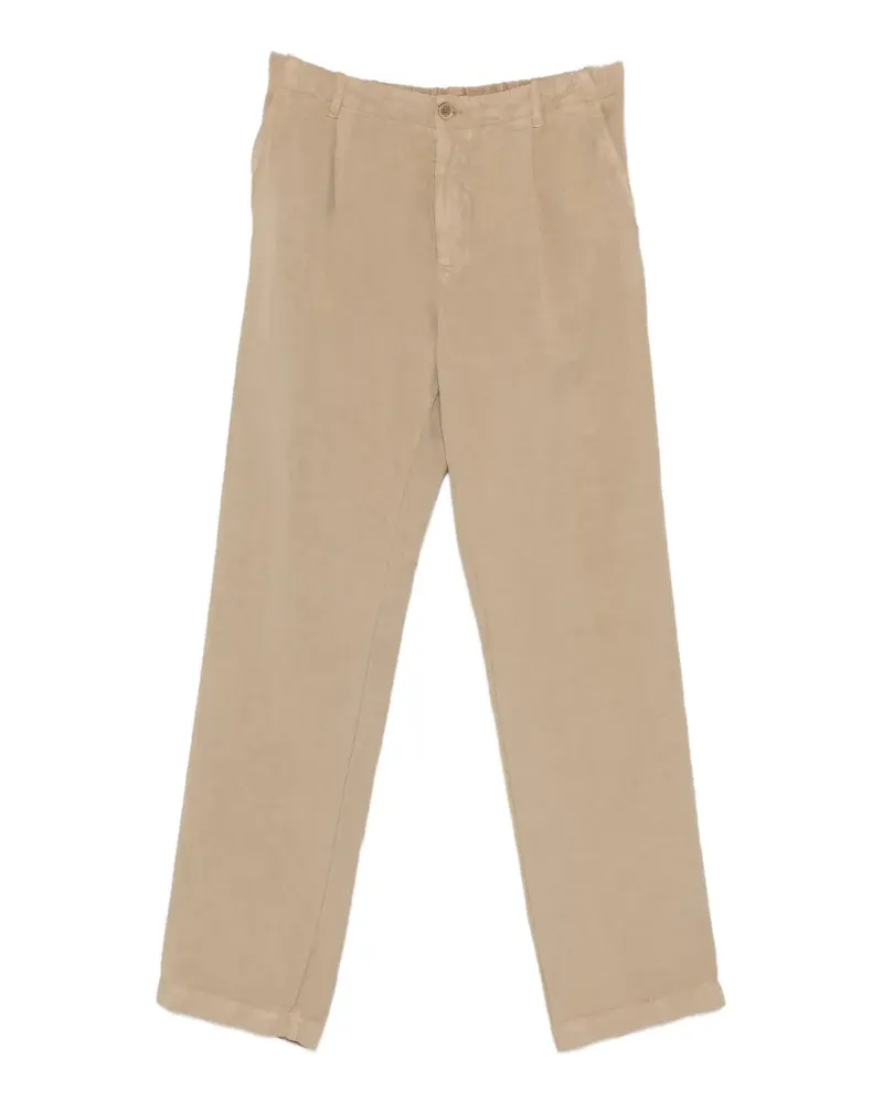120% Lino belted pleated trousers - Nude Nude