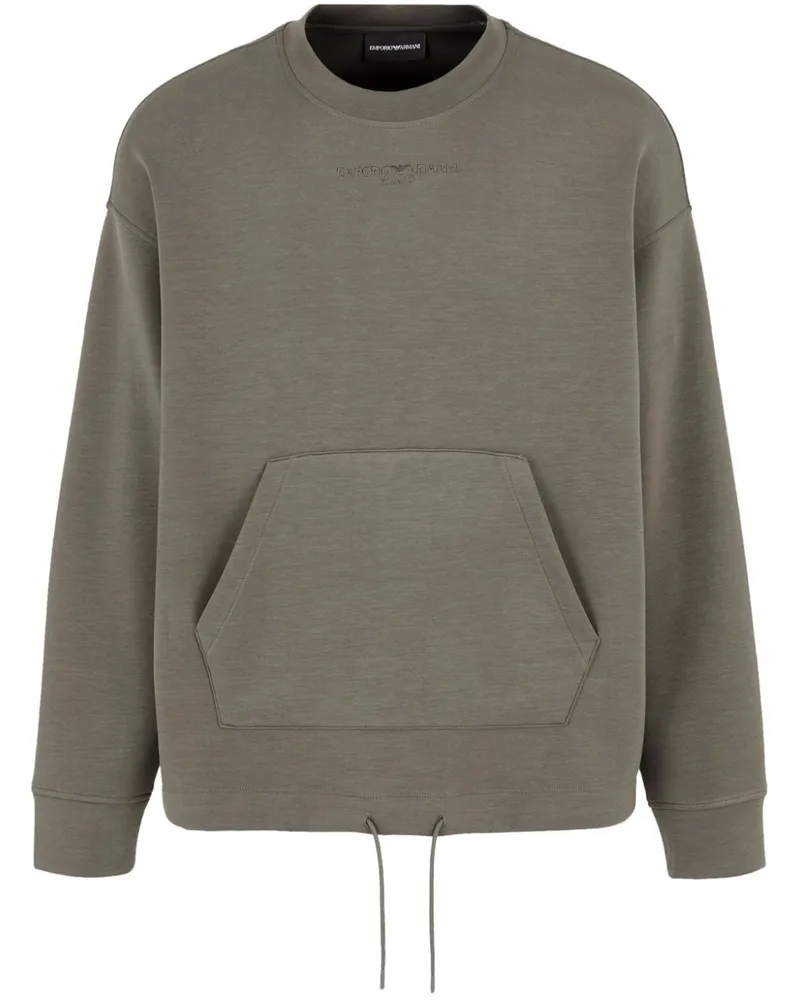 Emporio Armani logo-embroidery modal-blend jersey sweatshirt Braun