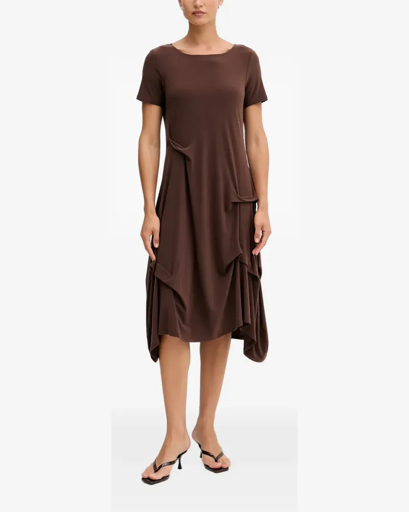 Joseph Ribkoff asymmetric-hem short-sleeve midi dress - Braun Braun