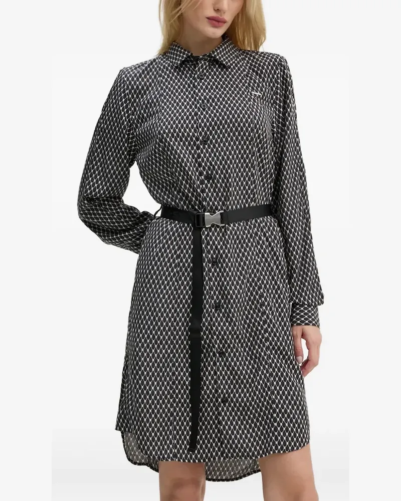 G-STAR RAW buttoned patterned mini dress - Schwarz Schwarz