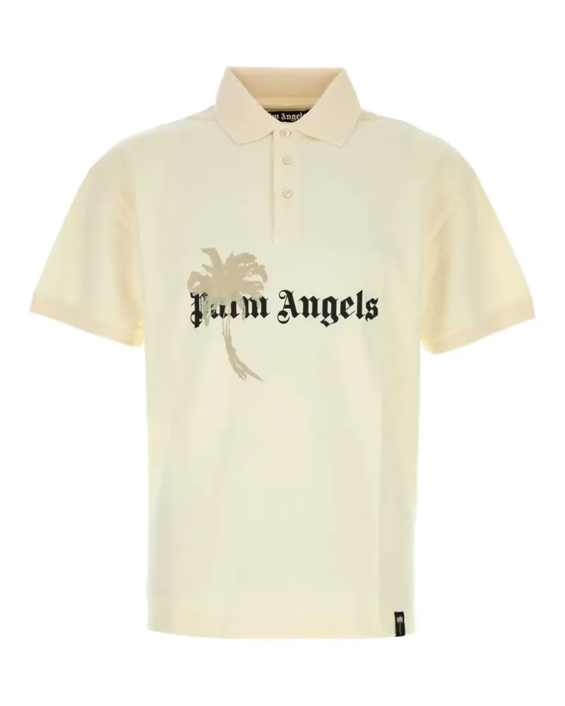 Palm Angels Piqué-Poloshirt mit Logo-Print - Nude Nude
