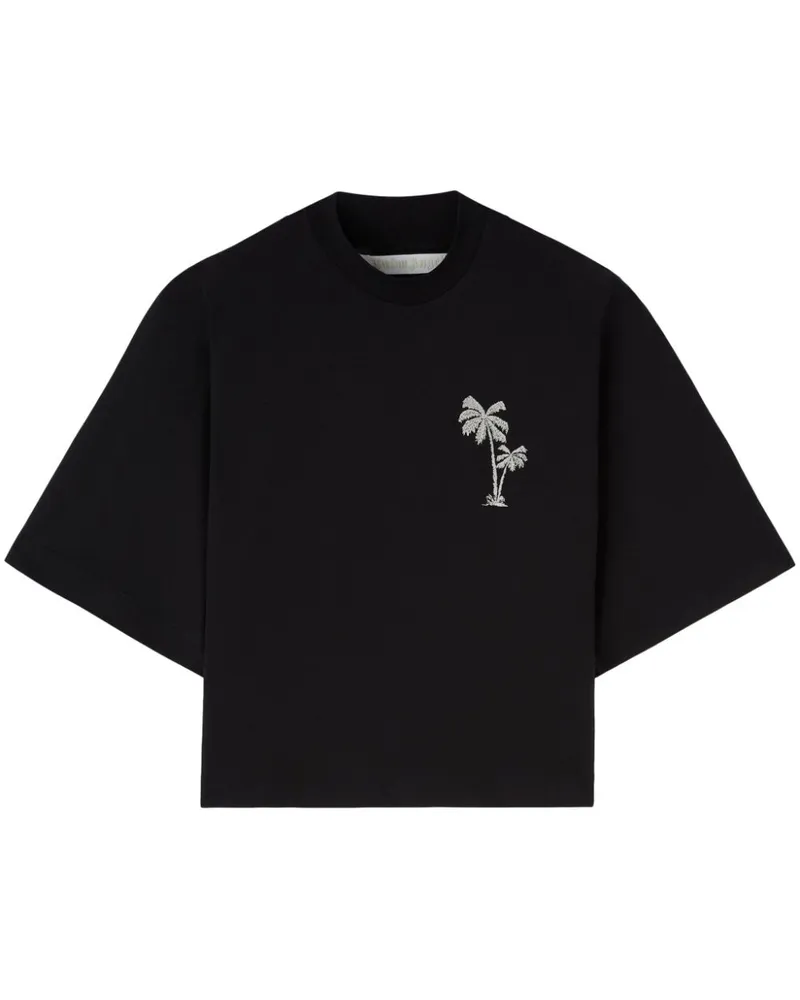 Palm Angels T-Shirt mit Palmenstickerei - Schwarz Schwarz