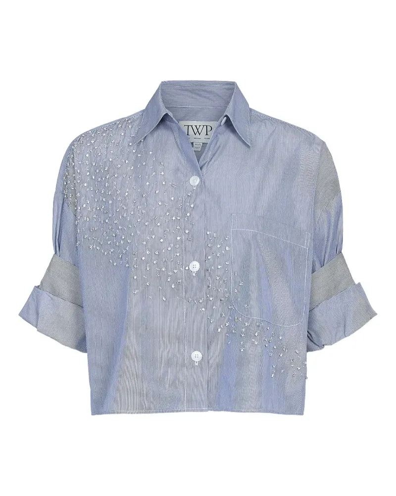 TWP Gestreiftes Hemd mit Kristallen - Blau Blau