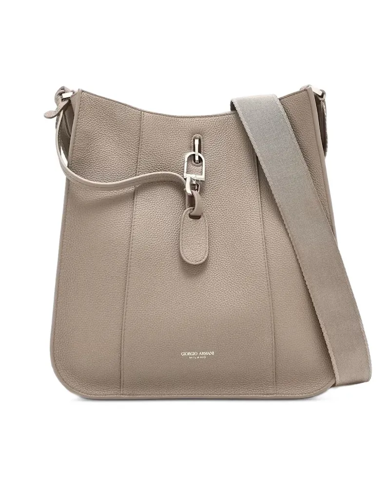 Giorgio Armani Schultertasche aus gekörntem Leder - Nude Nude