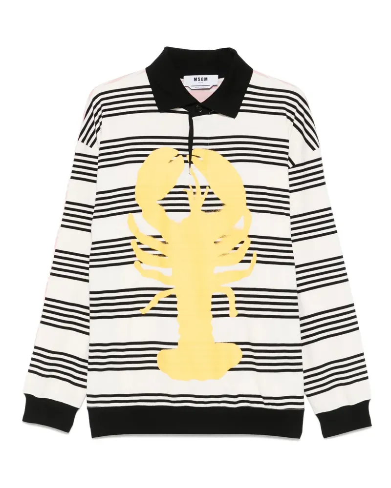 MSGM Gestreiftes Jersey-Poloshirt - Schwarz Schwarz