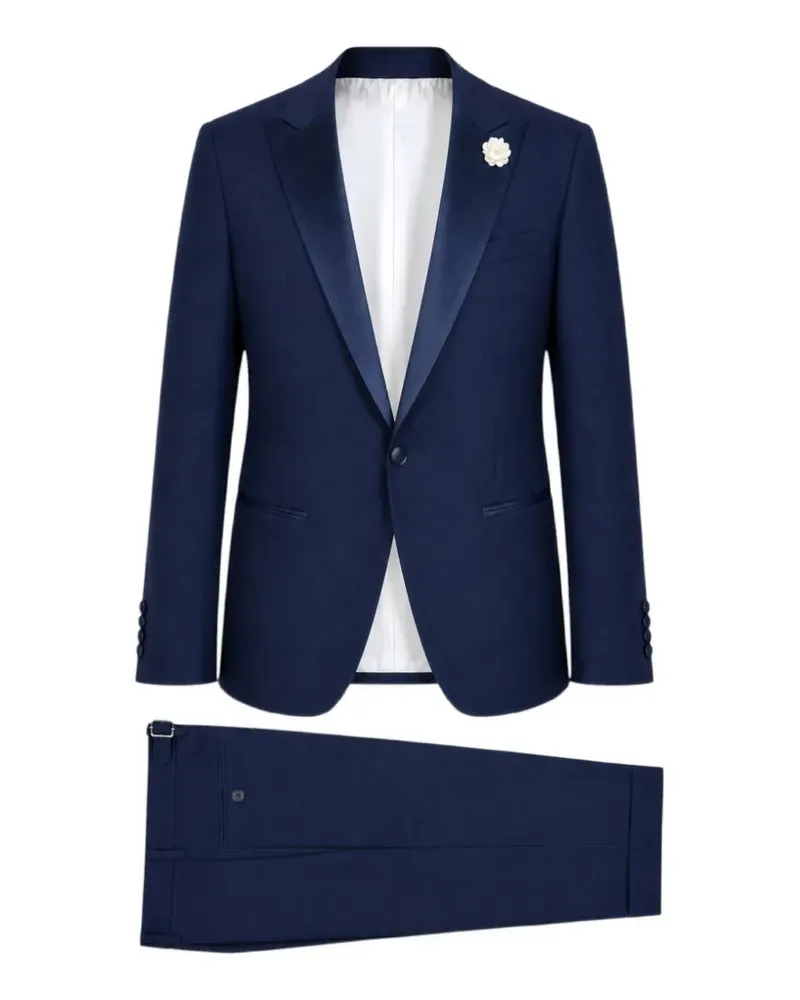 PAOLONI satin-trim peak-lapel suit - Blau Blau