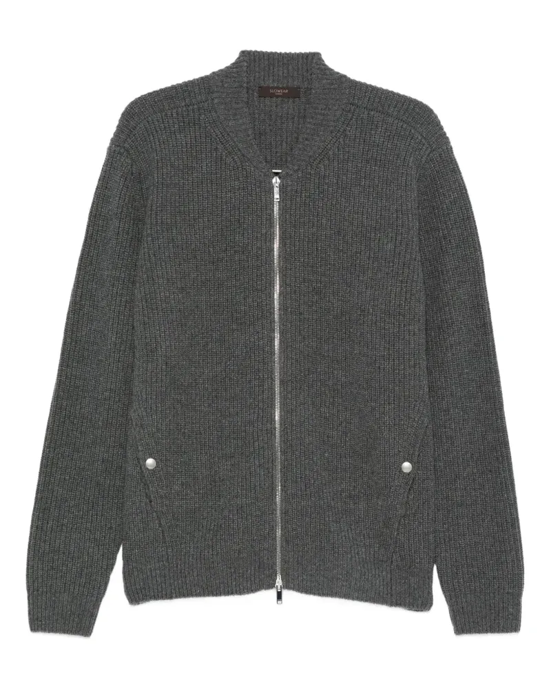 Zanone Gerippter Cardigan mit Reißverschluss - Grau Grau