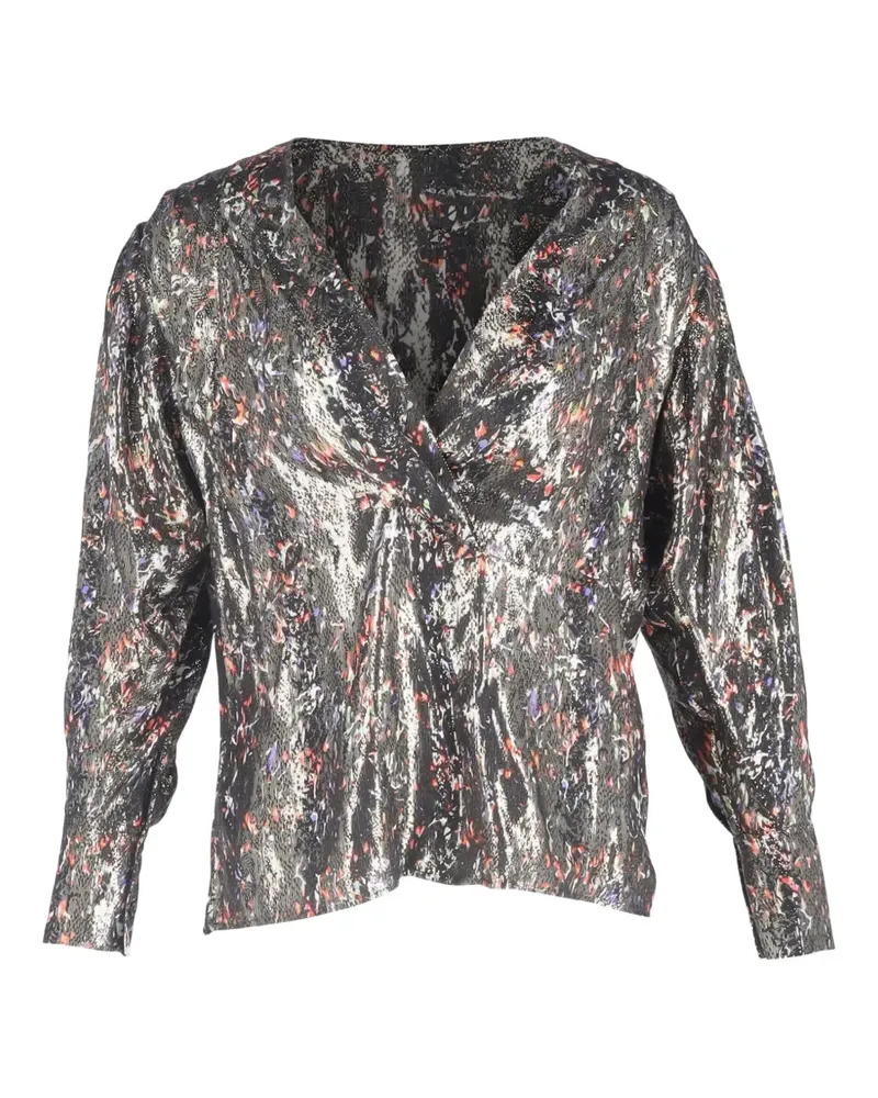 IRO Milana printed wrap top - Schwarz Schwarz