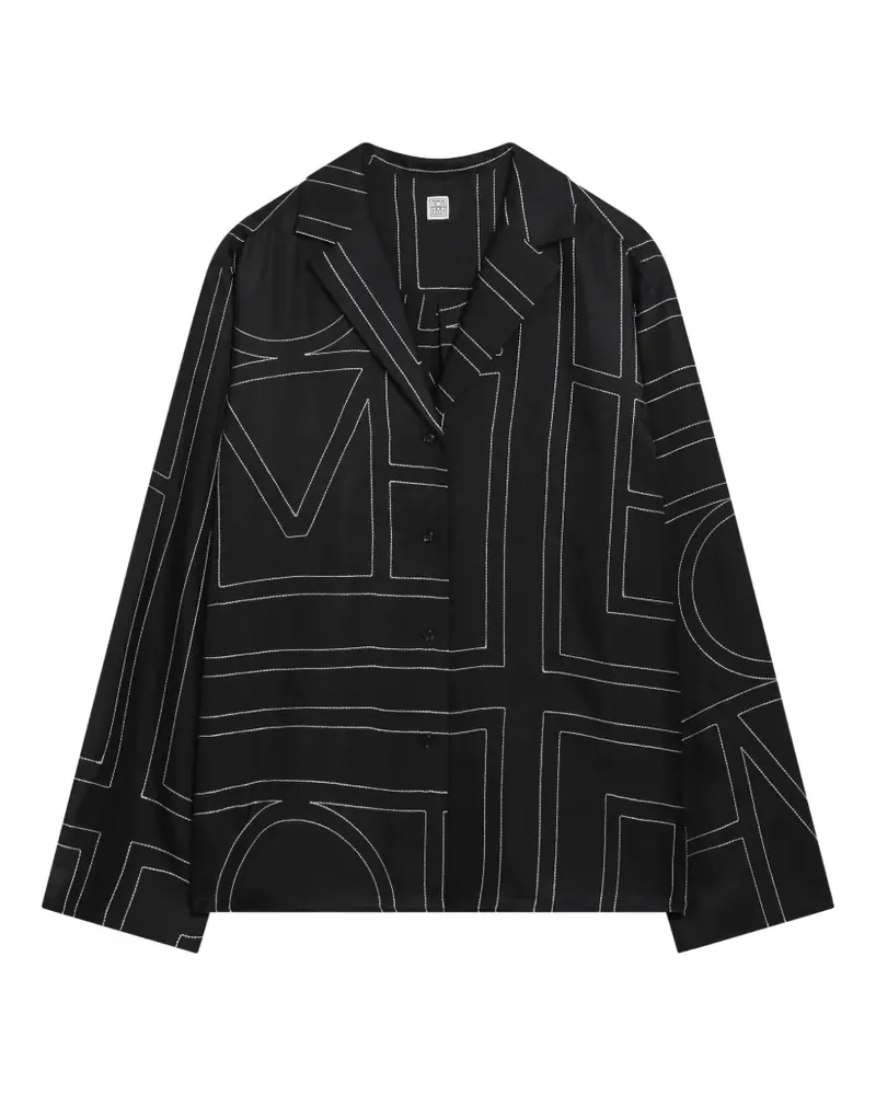 Totême monogram silk pajama top - Schwarz Schwarz