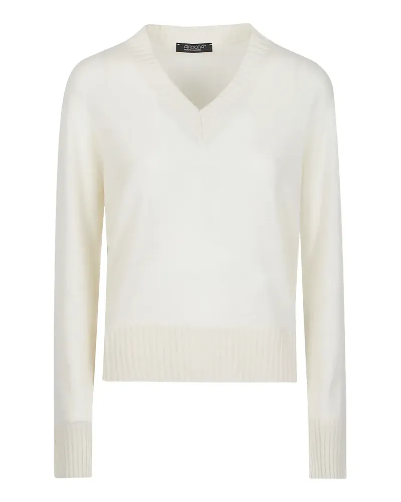 ARAGONA Kaschmirpullover mit V-Ausschnitt - Nude Nude