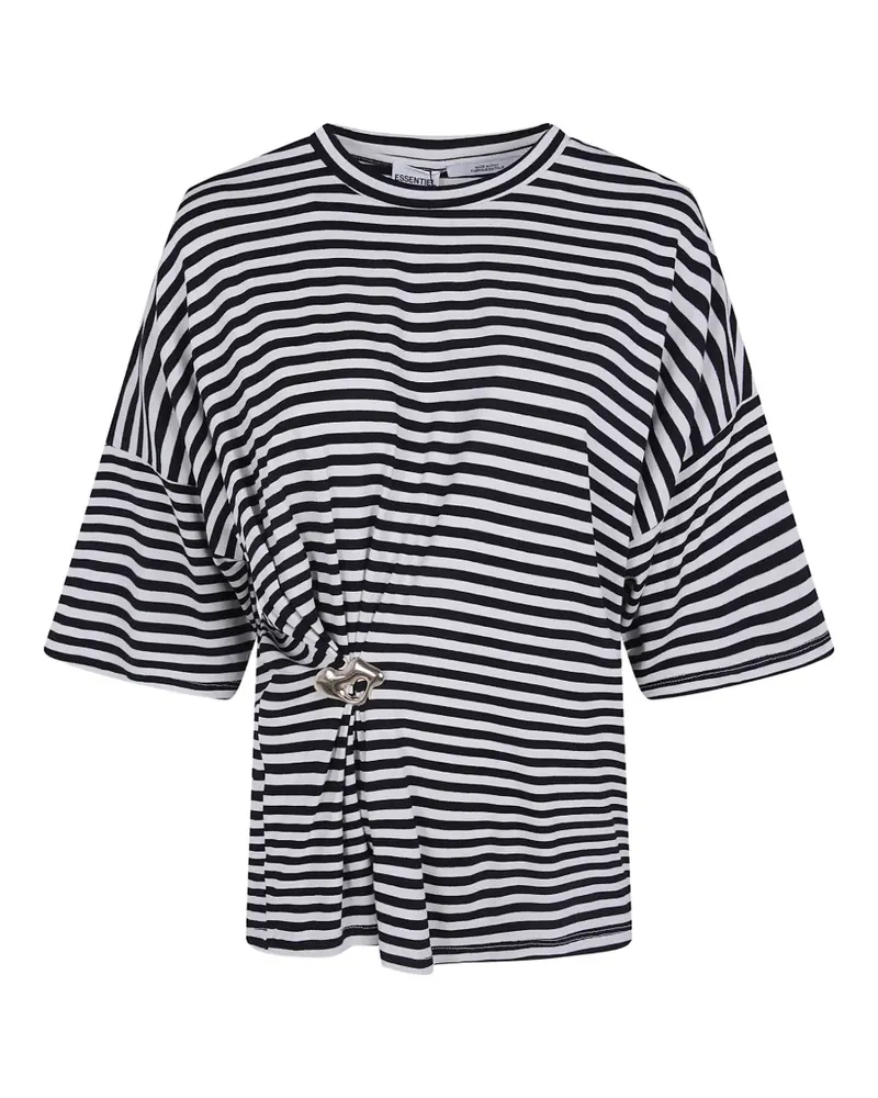 Essentiel Gestreiftes Kriss T-Shirt mit Raffungen - Weiß Weiß