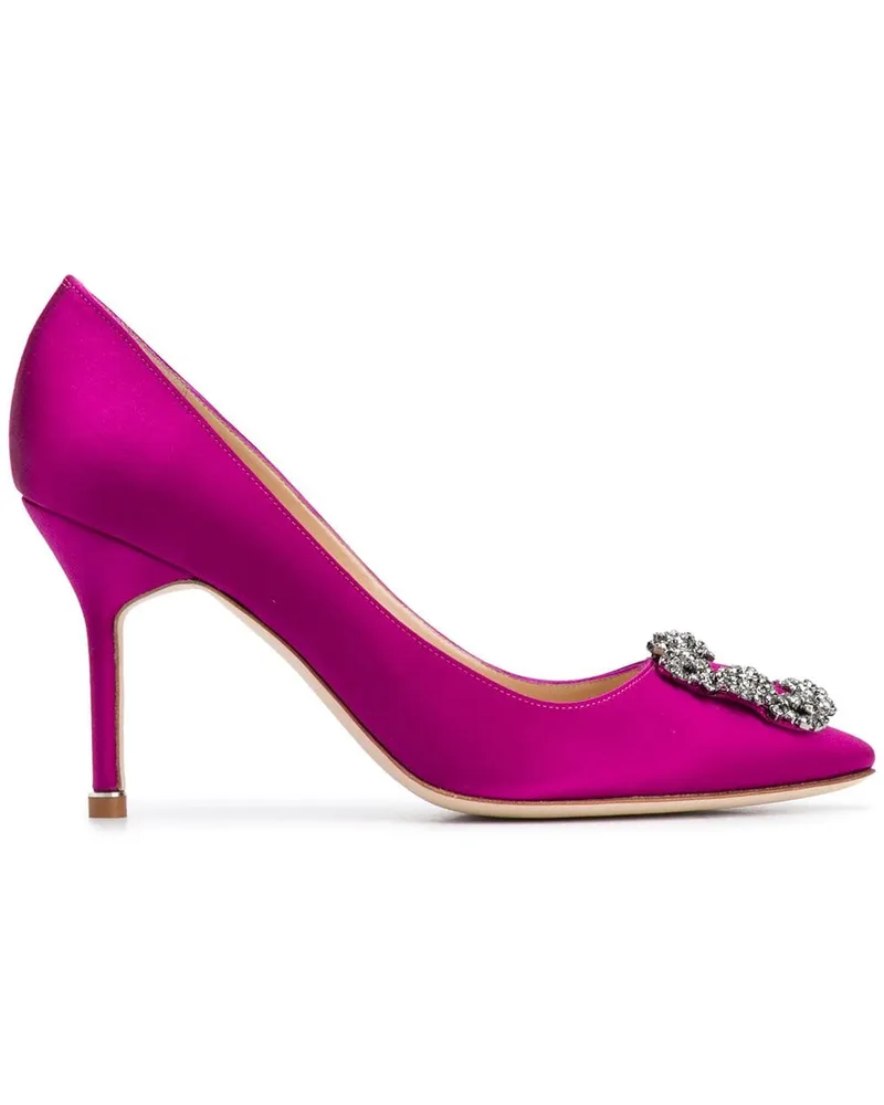 Manolo Blahnik Verzierte Satin-Pumps - Rosa Rosa