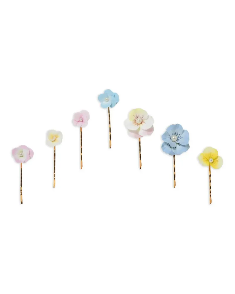 Jennifer Behr Anarosa floral-motif bobby pins (set of seven) - Gold Gold