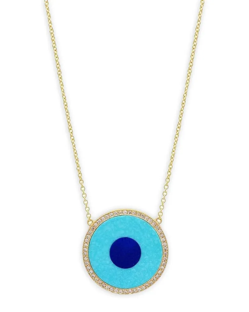 Jennifer Meyer 18K yellow gold Evil Eye diamonds, lapis lazuli and turquoise necklace Gold