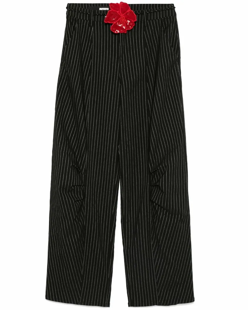 ROTATE Birger Christensen Cargohose mit Nadelstreifen - Schwarz Schwarz