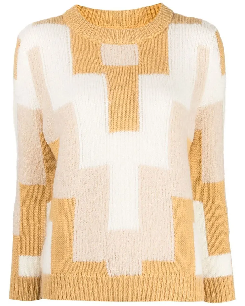onefifteen Pullover mit geometrischem Muster Gelb