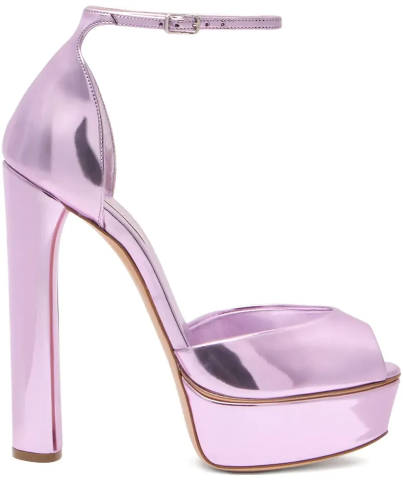 Casadei Flora Intestellar Plateau-Sandalen im Metallic-Look 140mm - Rosa Rosa