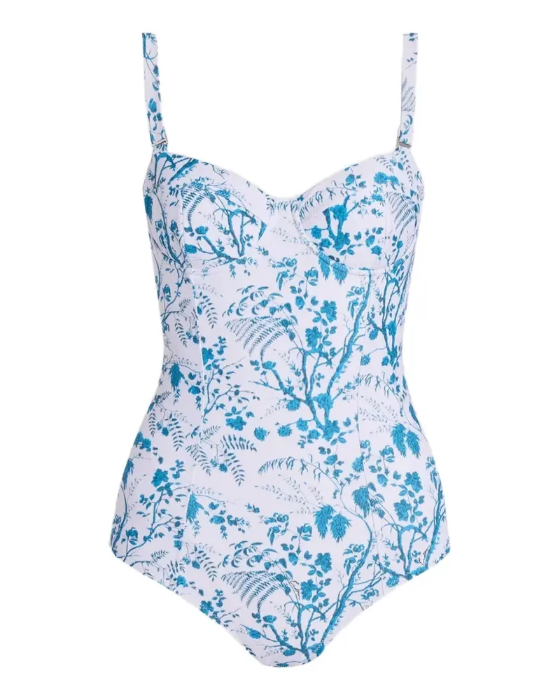 Erdem botanical-print swimsuit - Weiß Weiß
