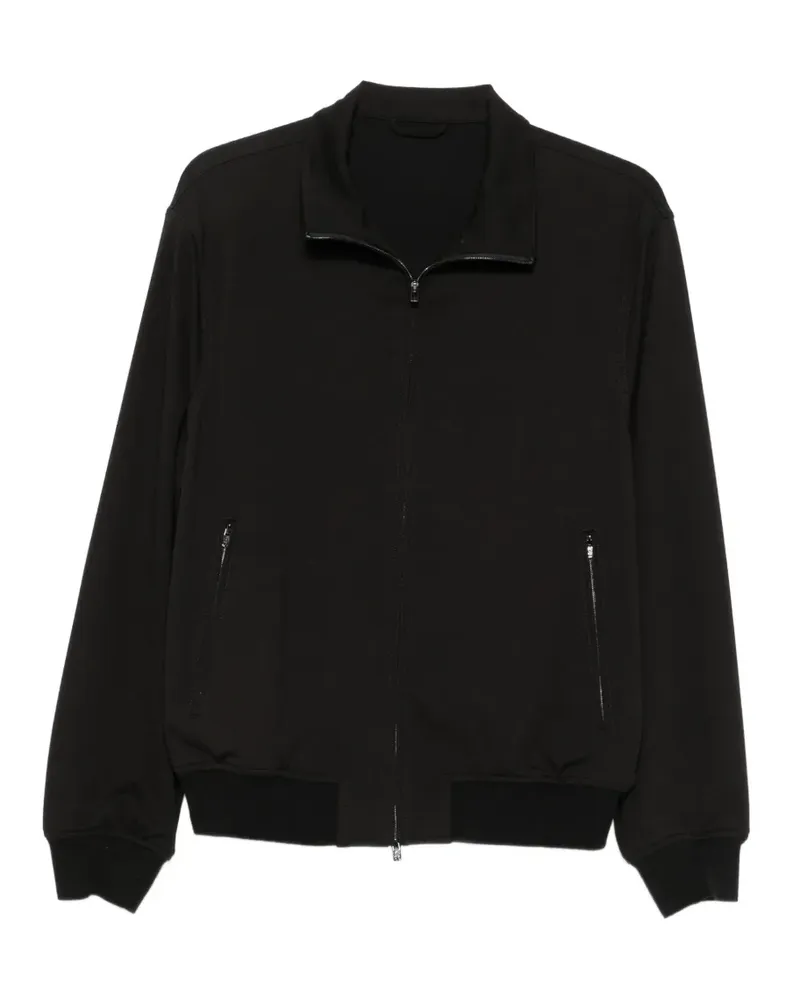 Emporio Armani zip-up ribbed-trim sweatshirt - Schwarz Schwarz