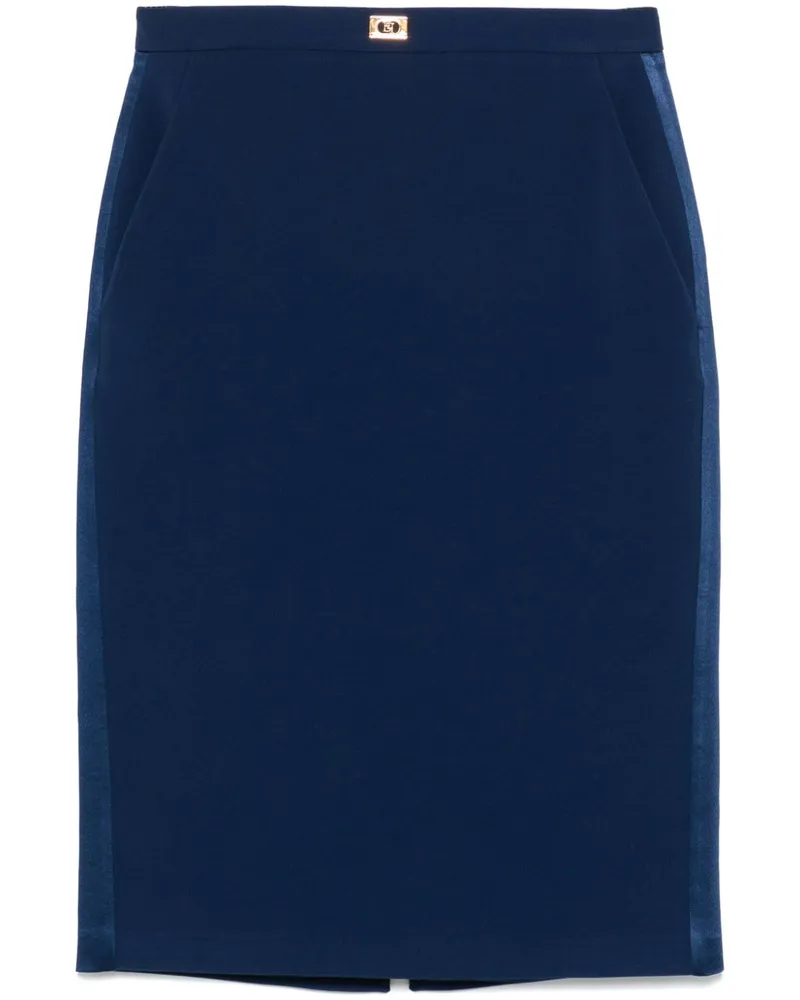 Elisabetta Franchi Midirock aus Krepp mit Satinbesatz - Blau Blau