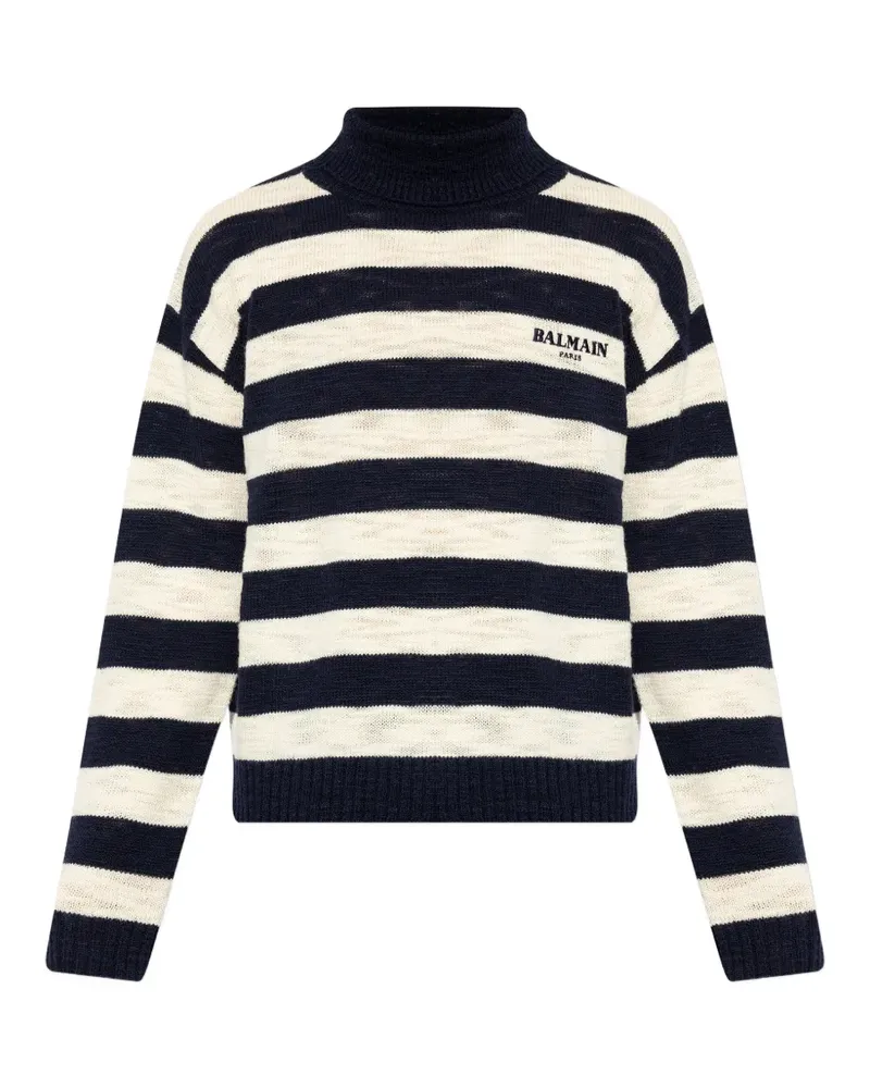 Balmain striped logo-embroidered sweater - Blau Blau