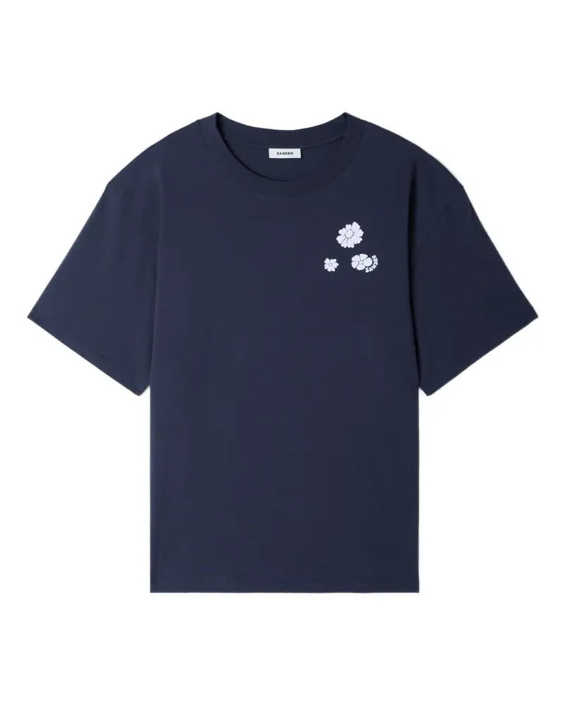 Sandro T-Shirt mit Blumenprint - Blau Blau