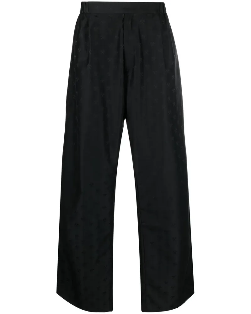 GmbH Gerade Hose mit Jacquardmuster - Schwarz Schwarz