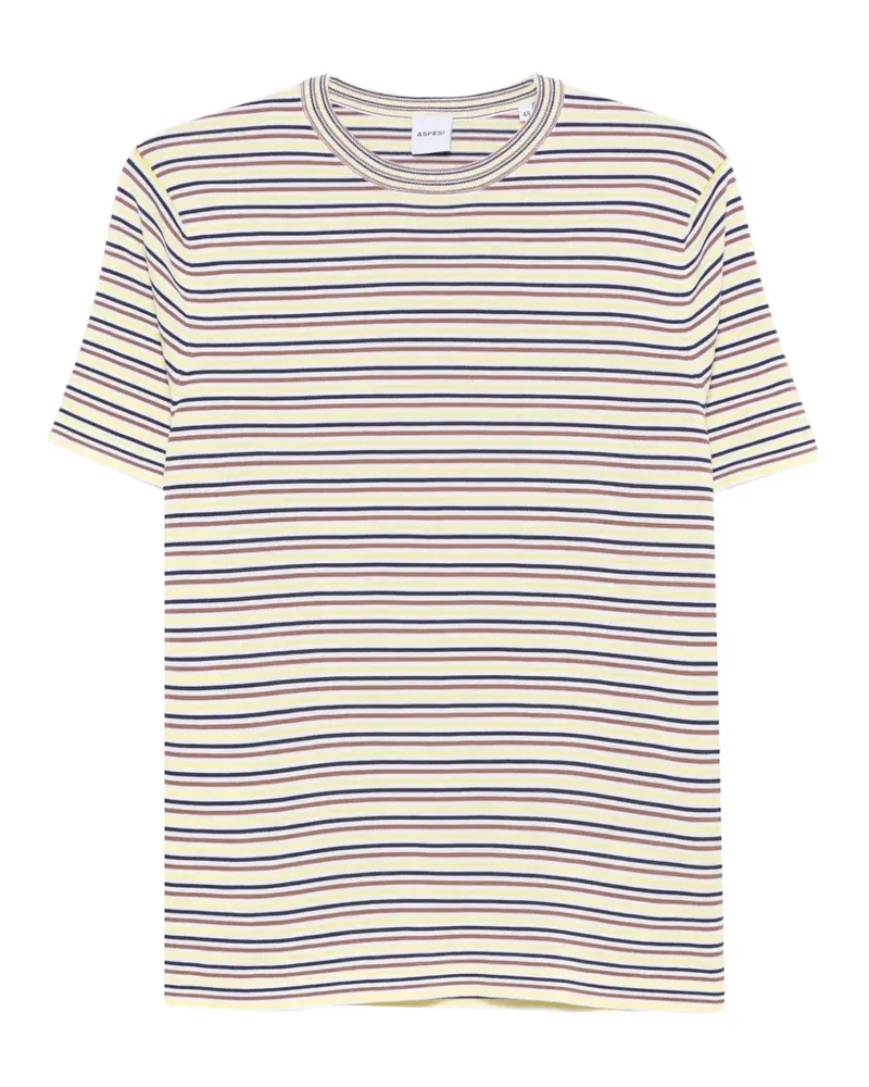 ASPESI Gestreiftes Strick-T-Shirt - Gelb Gelb