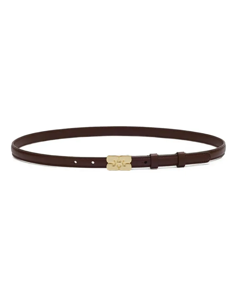 Ganni Kat logo-plaque belt - Braun Braun