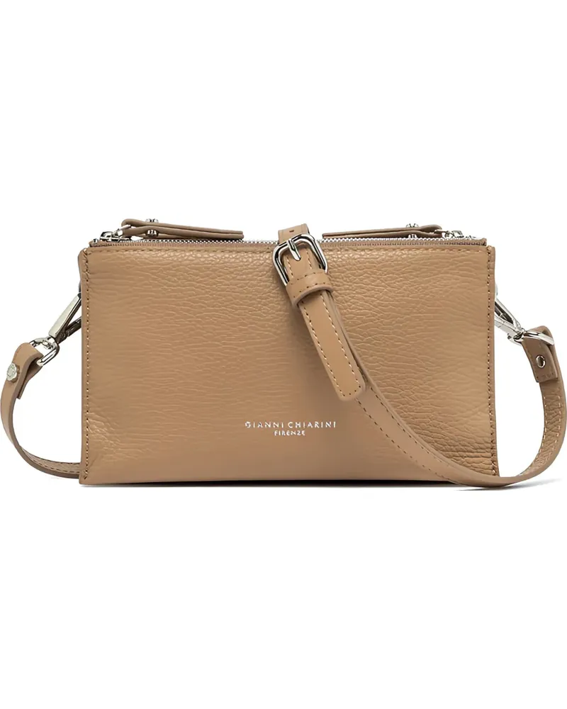 Gianni Chiarini grained-leather clutch bag - Nude Nude