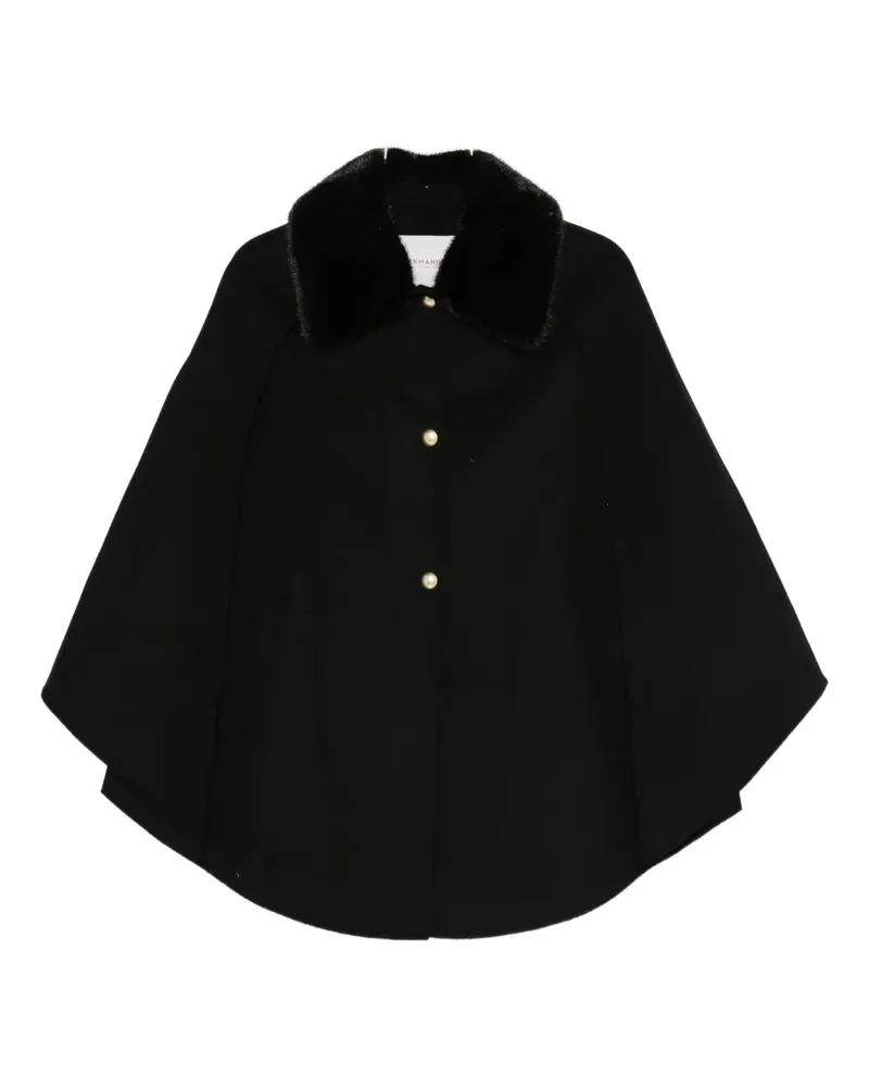 Ermanno Scervino faux-fur collar buttoned cape coat - Schwarz Schwarz