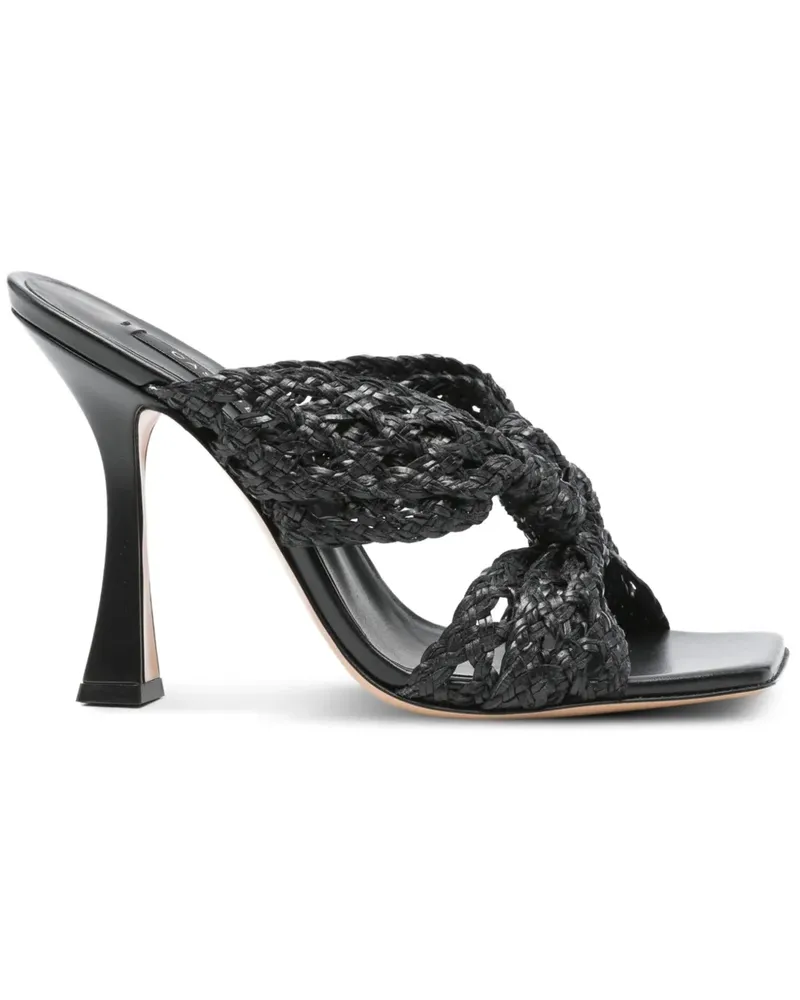Casadei Gewebte Damier Versilia Geraldine Mules 100mm - Schwarz Schwarz
