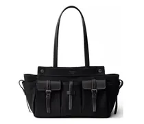 Große Route Tote Bag aus Canvas und Leder - Schwarz