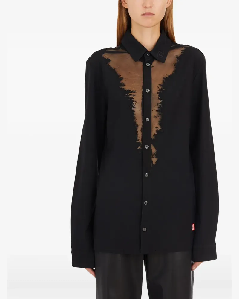 Diesel S-Sun sheer-panel shirt - Schwarz Schwarz