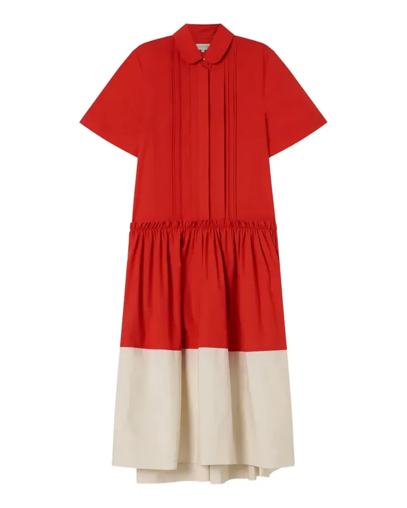 Lee Mathews Charlotte pintuck spliced midi dress - Rot Rot