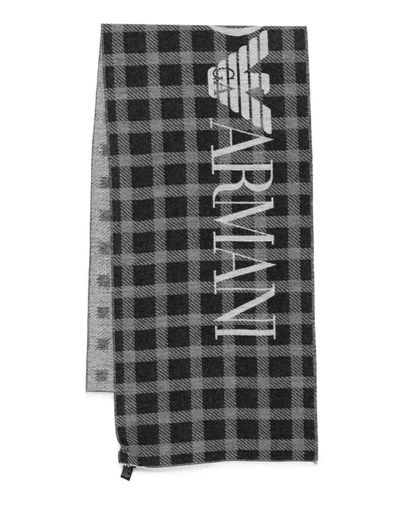 Emporio Armani Schal mit Karomuster - Schwarz Schwarz