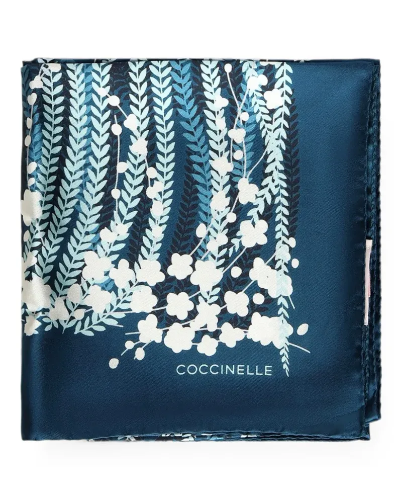 Coccinelle algae floral-print silk scarf - Blau Blau