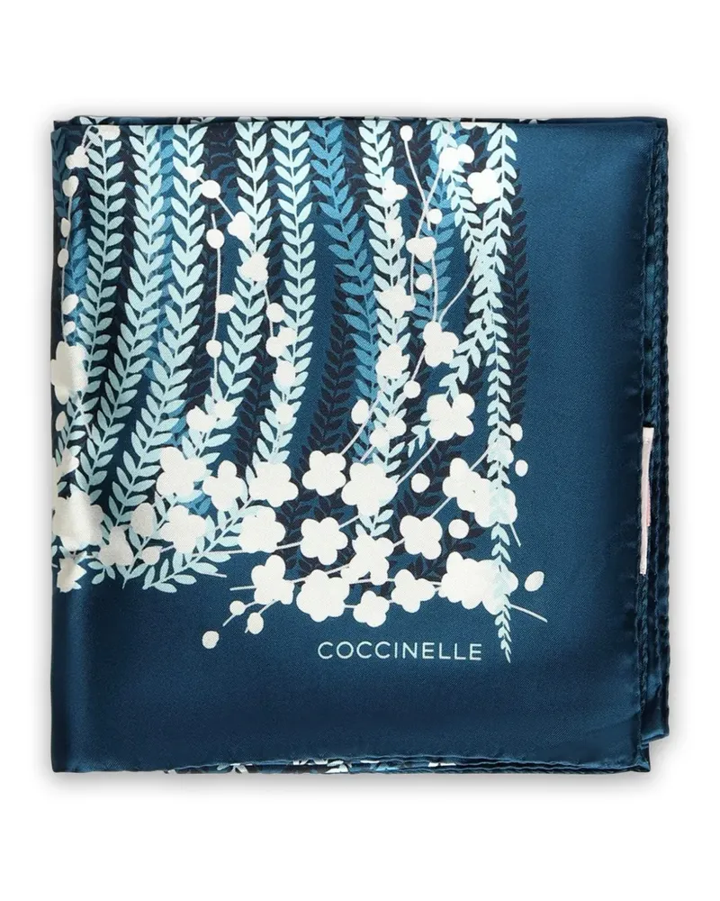 Coccinelle Seidenschal mit Algen- und Blumenprint - Blau Blau