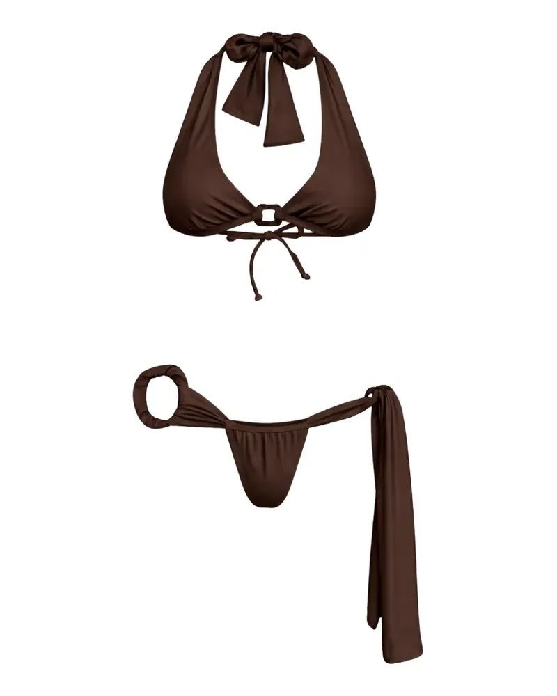 Amir Slama Neckholder-Bikini mit Ringdetail - Braun Braun