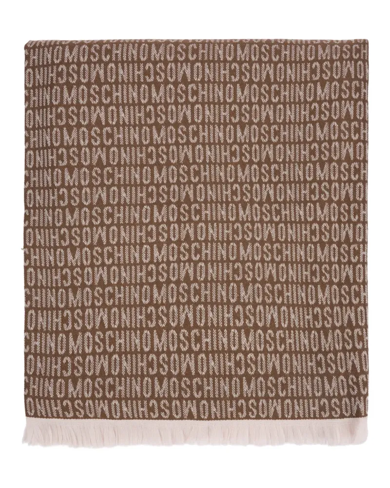 Moschino logo-print fringed scarf - Braun Braun