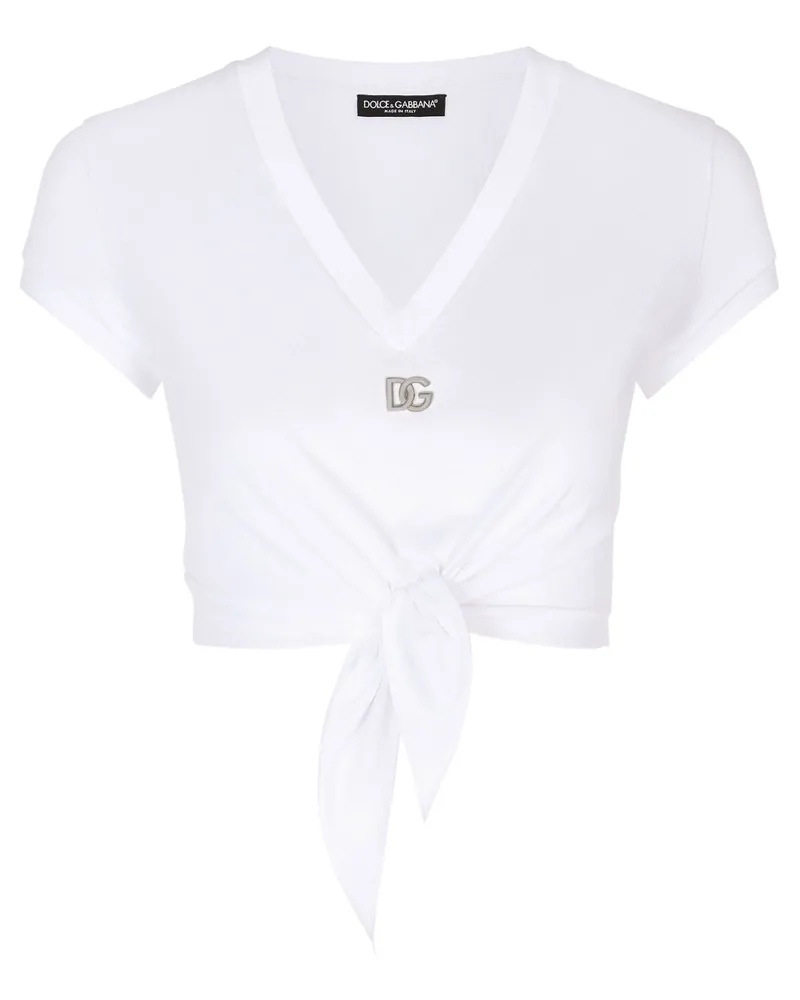 Dolce & Gabbana T-Shirt mit Logo-Stickerei - Weiß Weiß